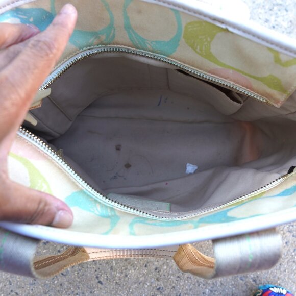 Y2K Vintage COACH Scribble Rainbow Monogram A-065 Large Tote Bag 13" Tags - Picture 9 of 13